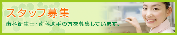 スタッフ募集 歯科衛生士・歯科助手の方を募集しています。